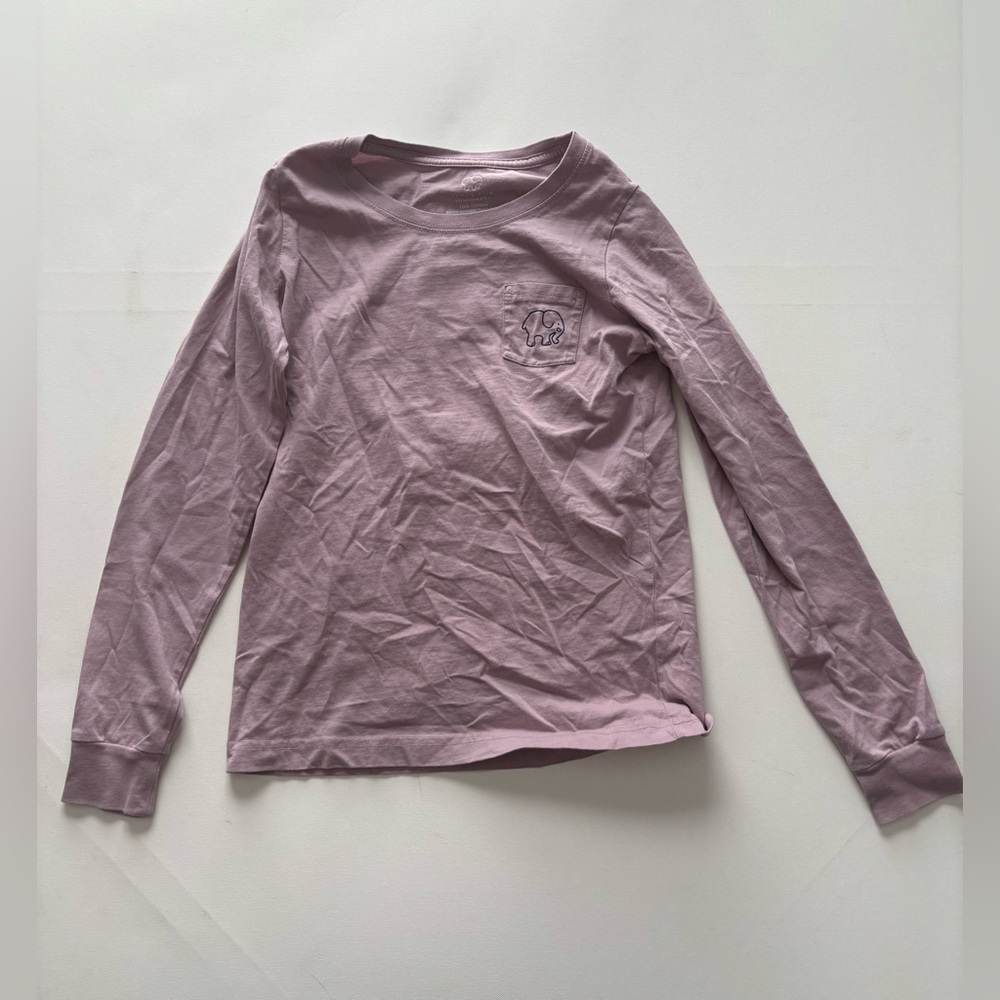 Women's Ivory Ella Mauve Long Sleeve Tee 100% Cotton Size XS